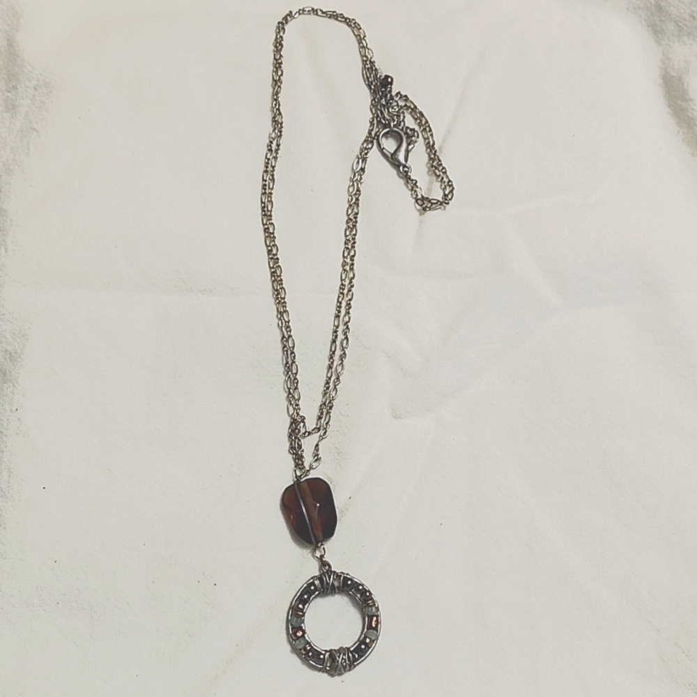 Coldwater Creek silver, copper, and turquoise, beaded necklace. 21 inches long